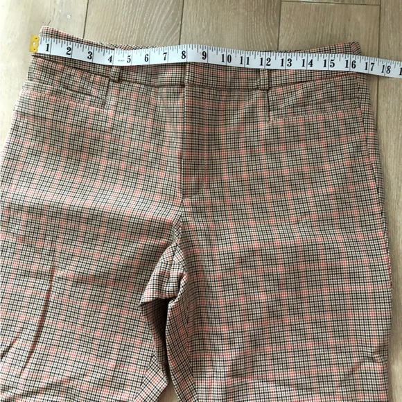 Banana Republic Sloan Houndstooth Cropped Pants in Beige & Orange Size 10S - Picture 2 of 11